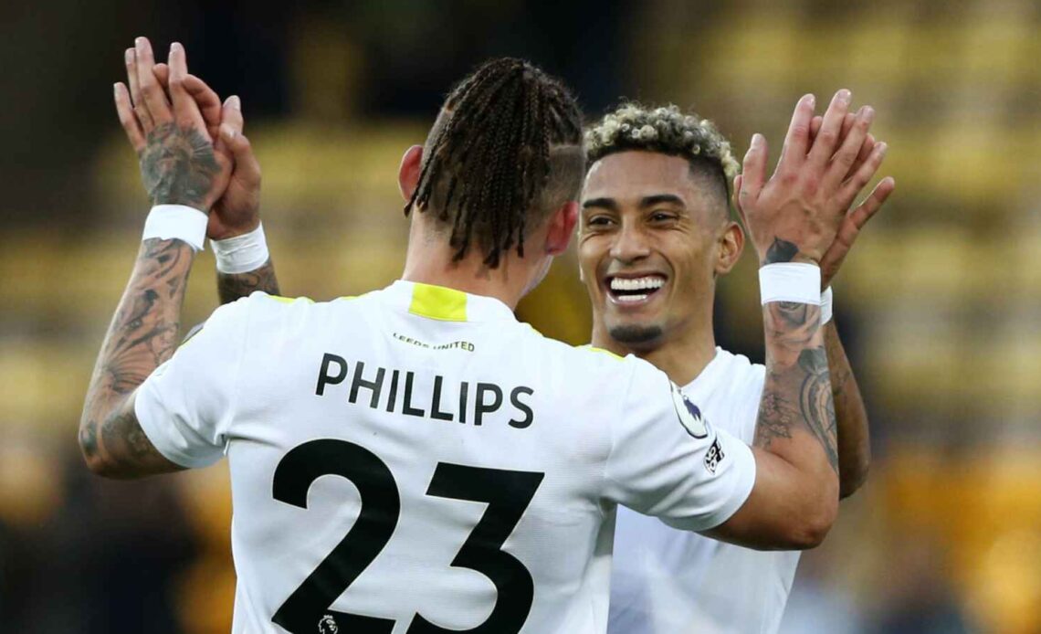 Kalvin Phillips and Raphinha celebrate together