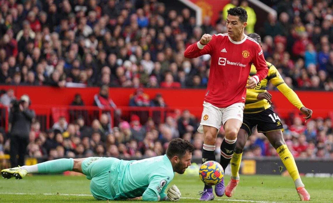 Watford goalkeeper Ben Foster thwarts Man Utd striker Cristiano Ronaldo