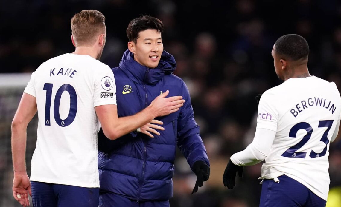 Tottenham forwards Harry Kane, Son Heung-min and Steven Bergwijn