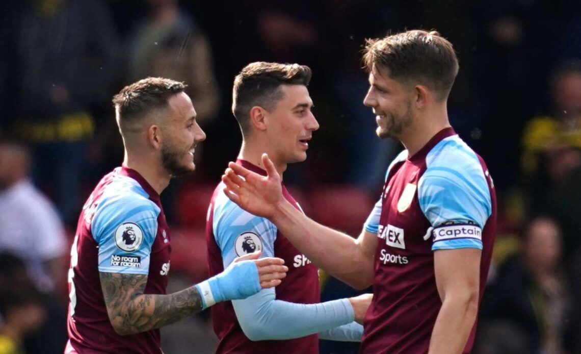 Josh Brownhill and James Tarkowski celebrating for Burnley