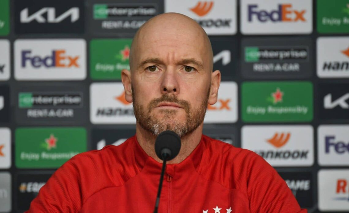 Erik Ten Hag, Ajax manager, addressess the media in a press conference
