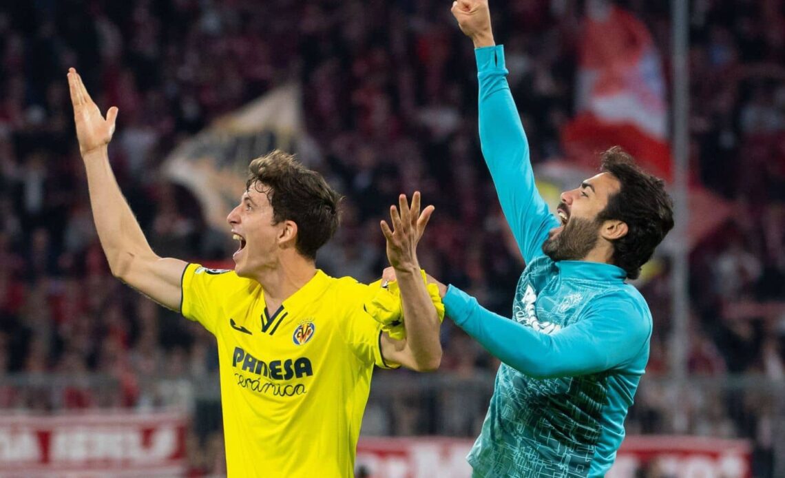 Pau Torres and Vicente Iborra, Villarreal celeb after Champions League quarter-final second leg against Bayern Munich