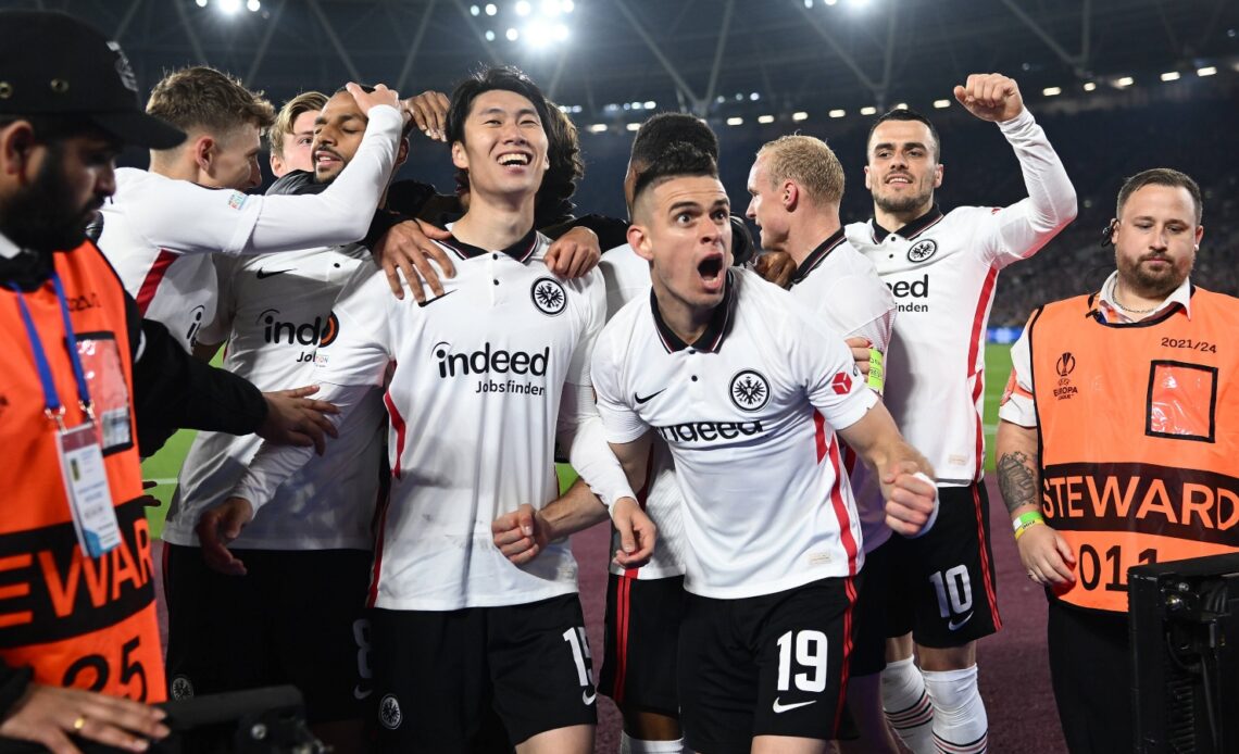 West Ham vs Frankfurt - Daichi Kamada celebrates his goal