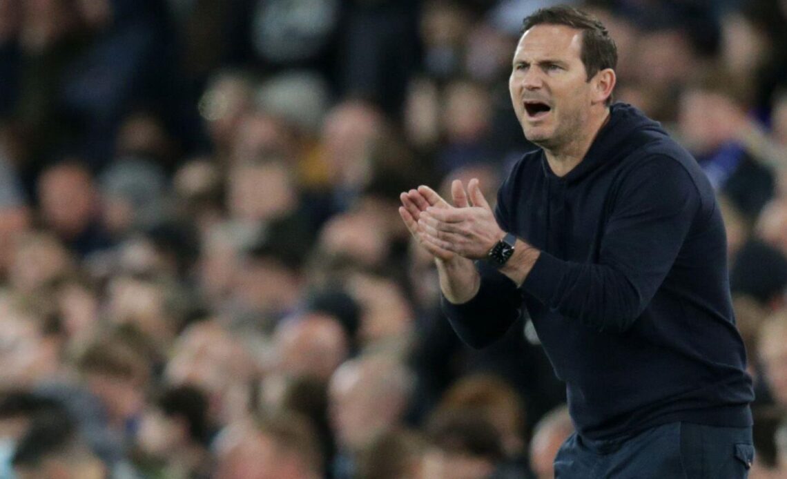 Everton boss Frank Lampard claps his players to encourage them