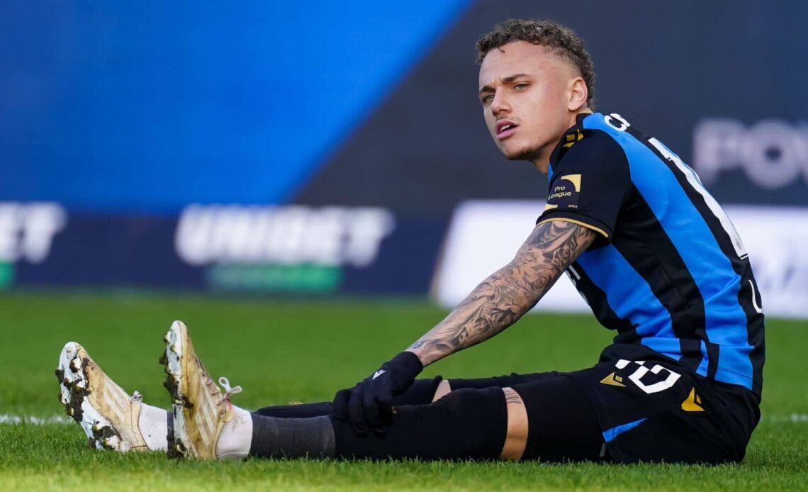 Noa Lang of Club Brugge during the Jupiler Pro League match between Club Brugge and KAA Gent at the Jan Breydelstadion on February 6, 2022 in Bruges