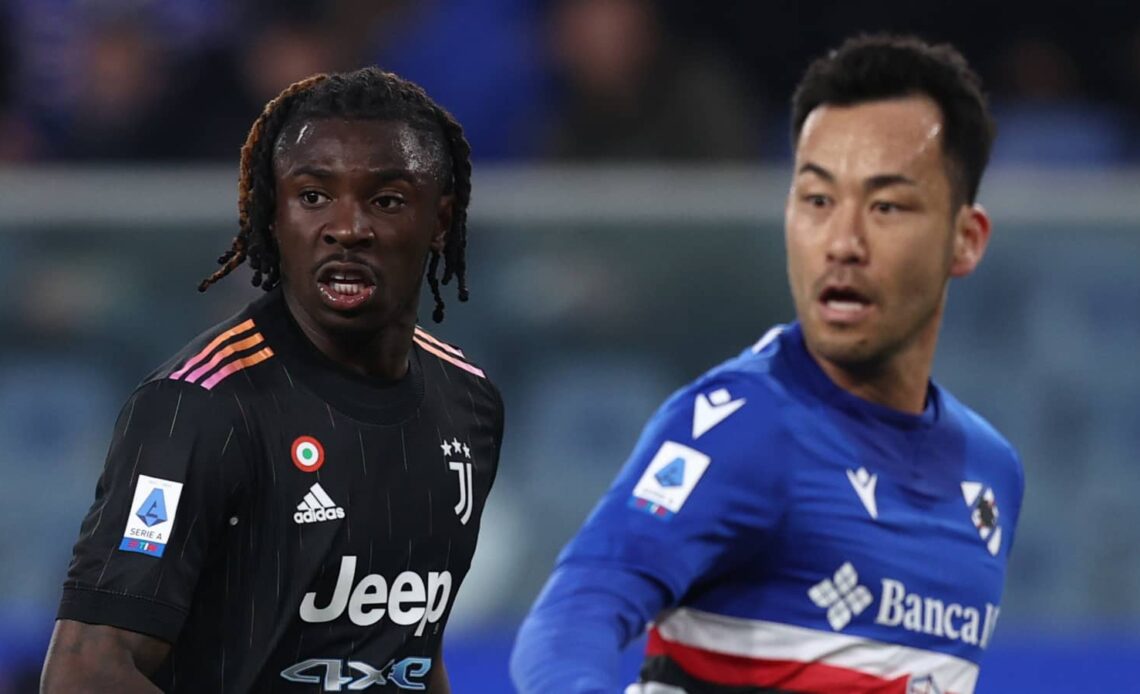 Juventus striker Moise Kean alongside Maya Yoshida