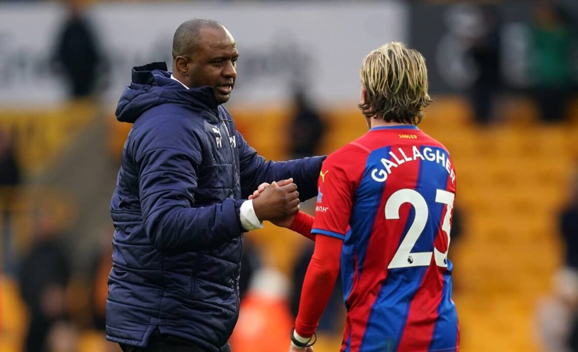 Patrick Vieira and Conor Gallagher of Crystal Palace