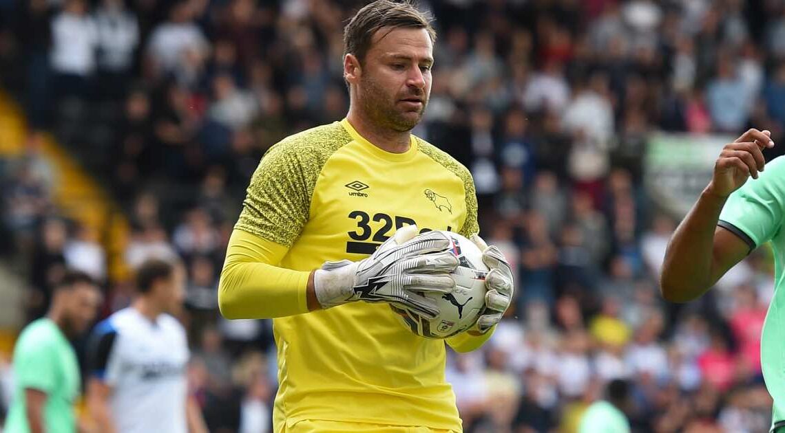 David Marshall claims the ball during the friendly between Derby and Nottingham Forest, July 2021