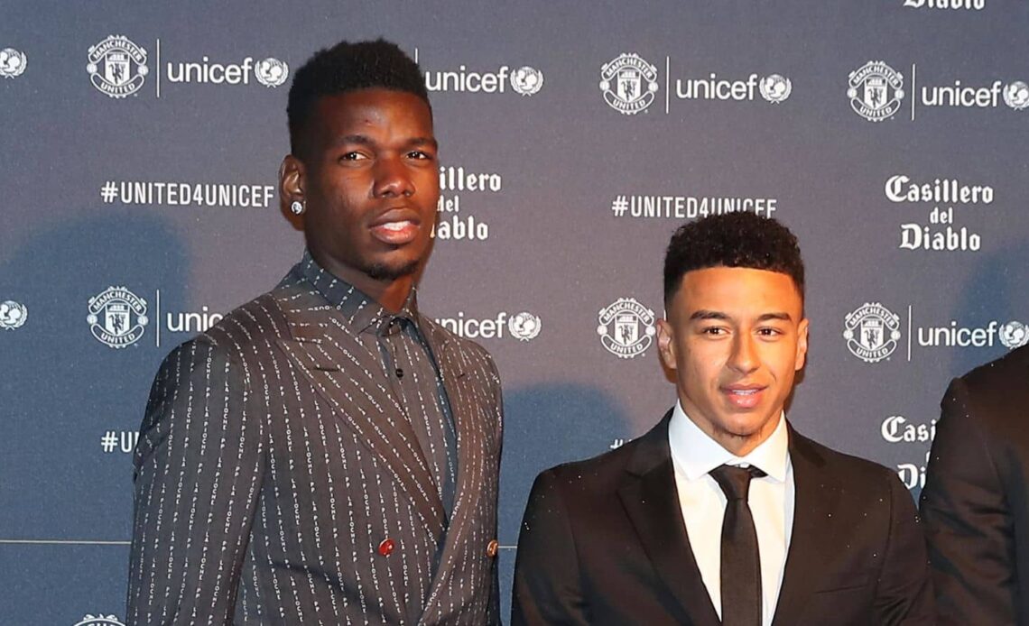 Paul Pogba (left), Jessie Lingard during the red carpet arrivals for the Manchester United United for Unicef Gala Dinner at Old Trafford, Manchester