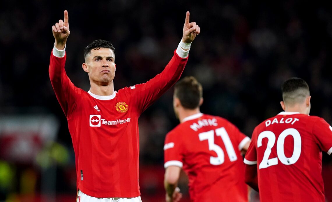 Man Utd striker Cristiano Ronaldo celebrates his goal