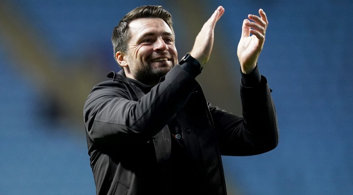 Swansea City manager Russell Martin applauds the fans after the Sky Bet Championship match