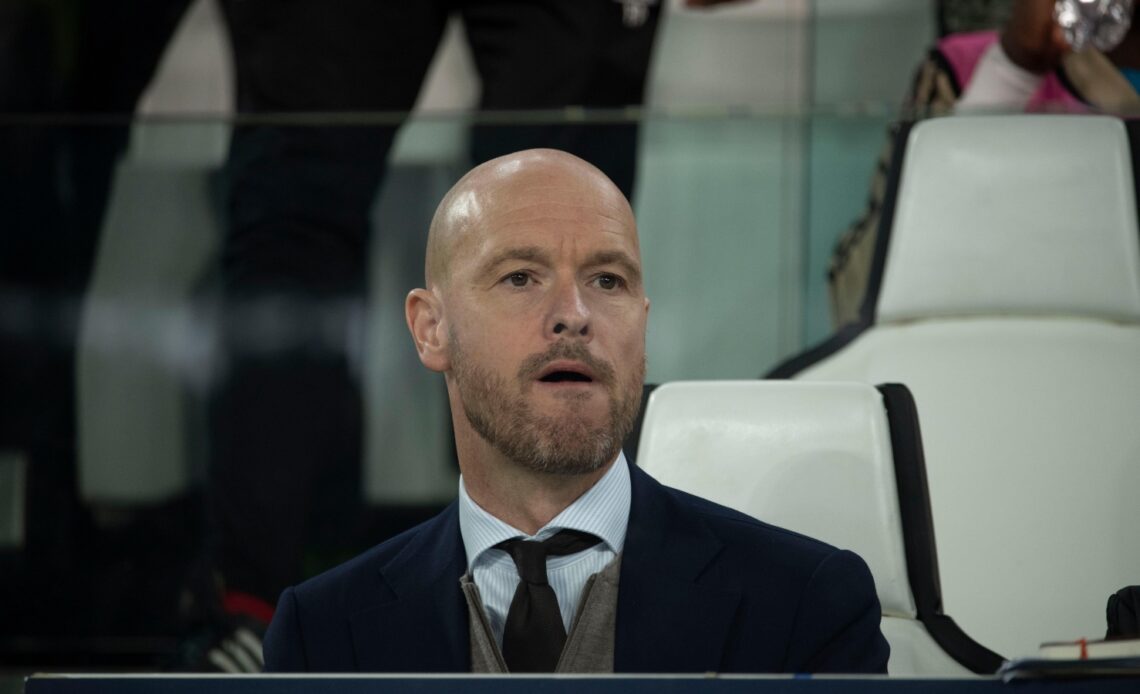 Erik Ten Hag watches a game from the bench