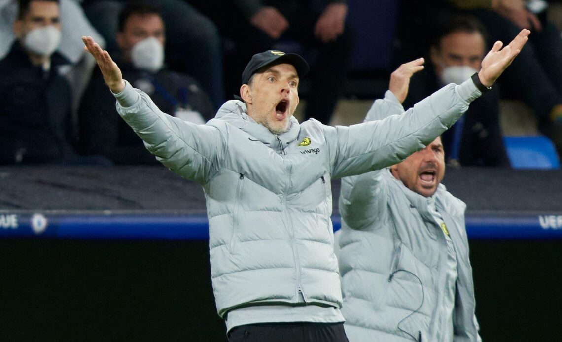 Chelsea boss Thomas Tuchel throws his hands in the air