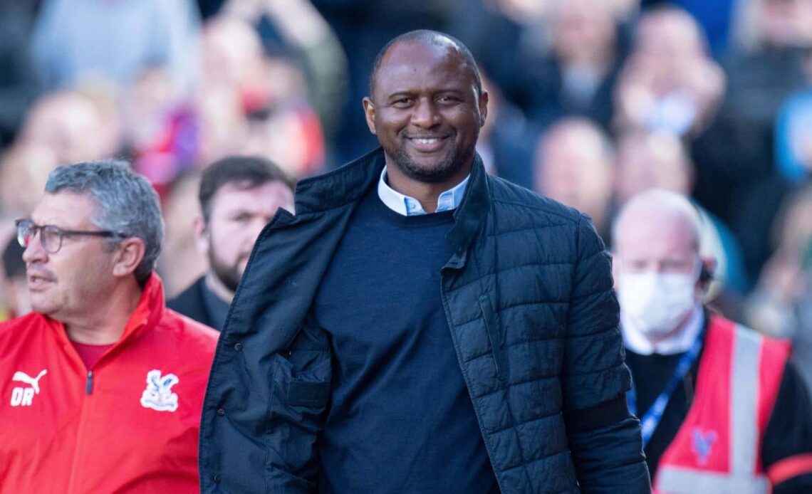 Patrick Vieira Crystal Palace manager during Premier League match against Leicester at Selhurst Park