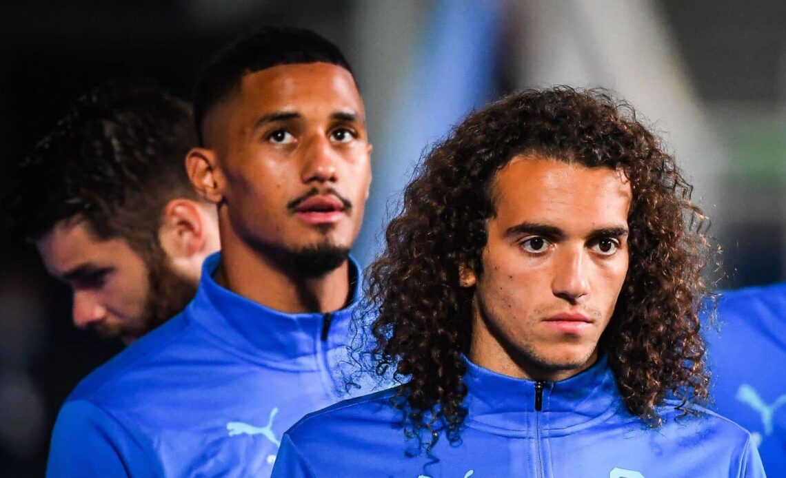 William Saliba, Matteo Guendouzi Marseille during the French championship Ligue 1 football match between OGC Nice and Olympique de Marseille on October 27, 2021 at Stade de l'Aube in Troyes, France