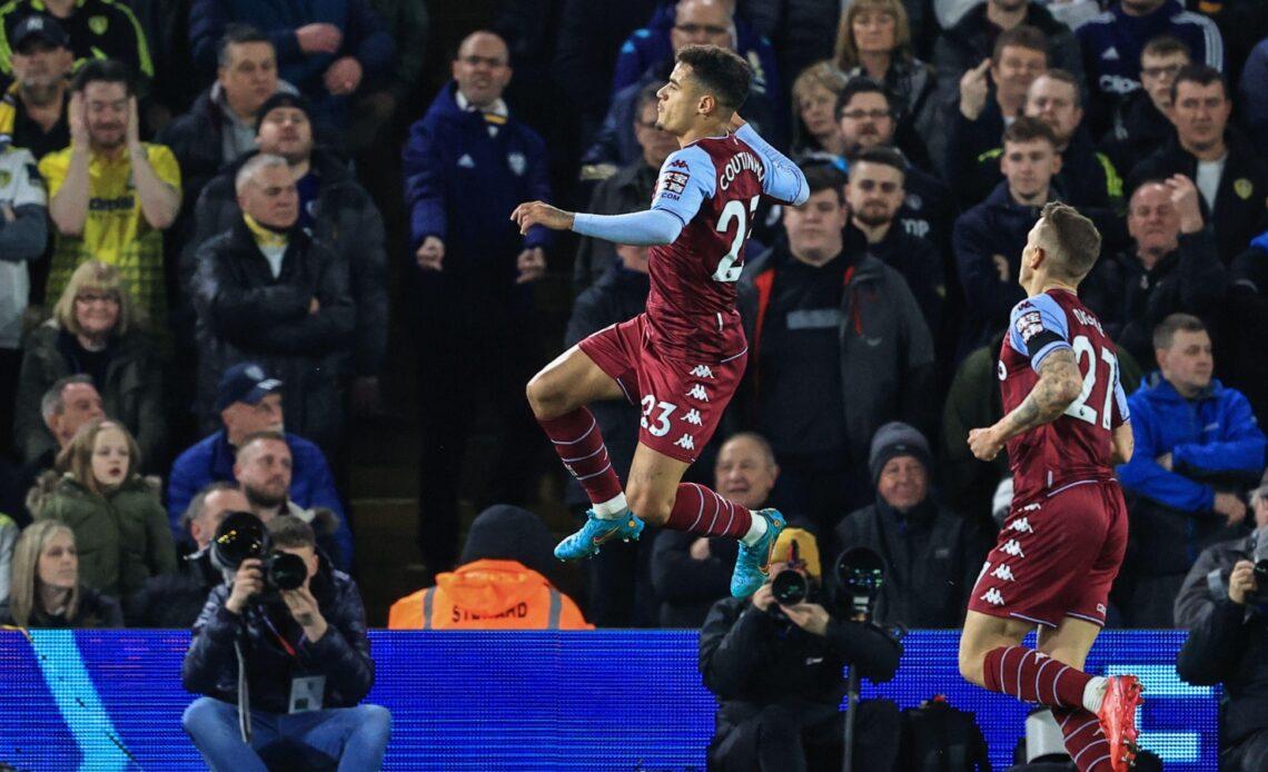 Aston Villa midfielder Philippe Coutinho celebrates his goal