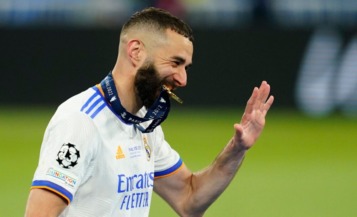 Karim Benzema celebrates winning the Champions League