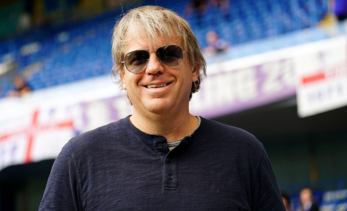 Prospective new Chelsea owner Todd Boehly walks onto the Stamford Bridge pitch