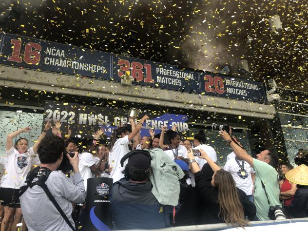 North Carolina Courage celebrate their NWSL Challenge Cup victory