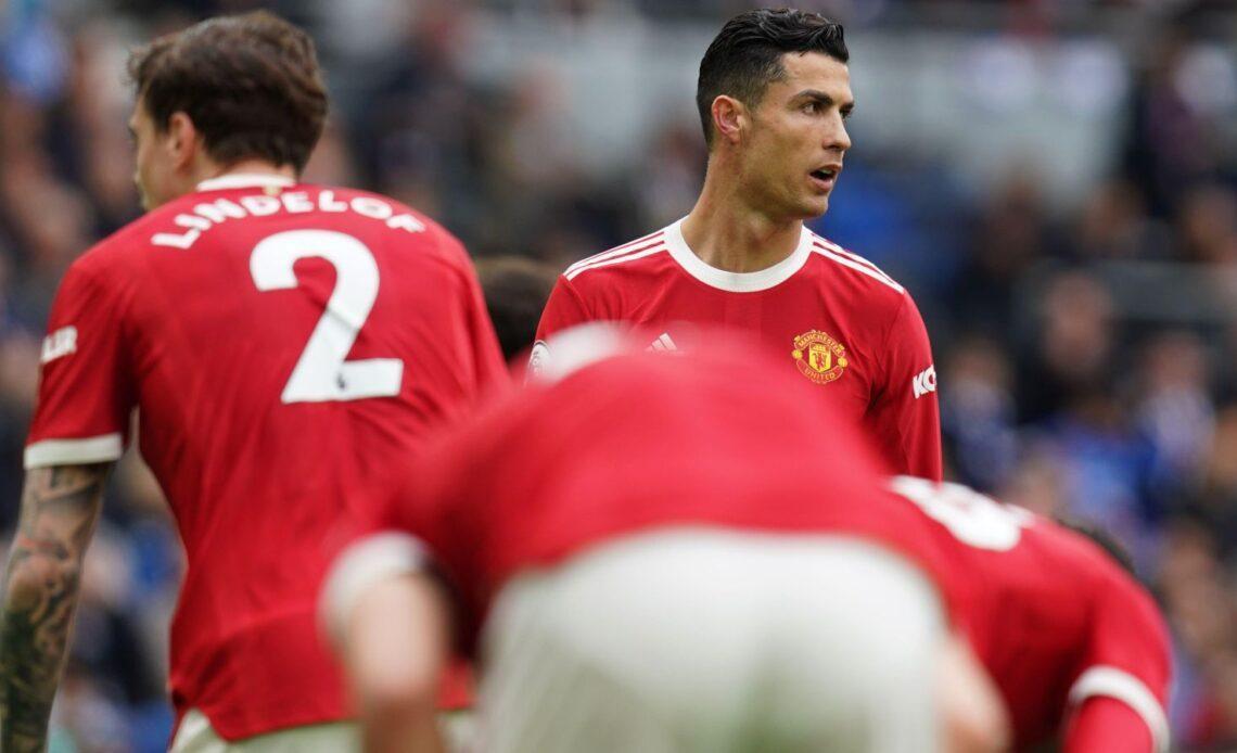 Man Utd striker Cristiano Ronaldo looks frustrated