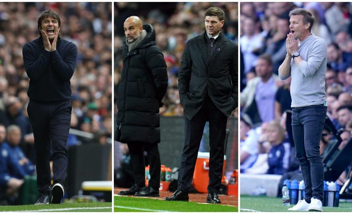 Premier League managers Antonio Conte, Pep Guardiola, Streven Gerrard and Jesse Marsch.