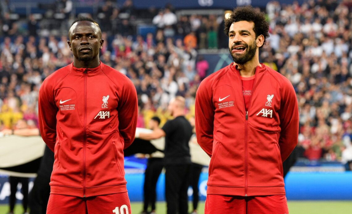 Sadio Mane and Mo Salah line up before the Champions League final