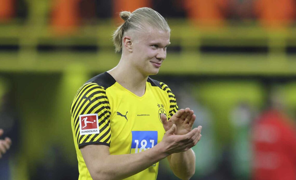 Borussia Dortmund striker Erling Haaland claps