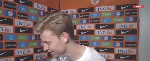 De Jong first was tentative on United's interest in him during the post-match interview