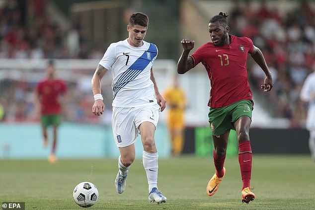 Tavares (right), in action for Portugal's under-21 team against Greece in a recent qualifier