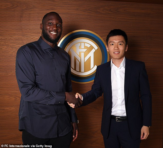 It's claimed Inter owner Steven Zhang (pictured with Lukaku back in 2019) has finally agreed to a loan package worth around £8m
