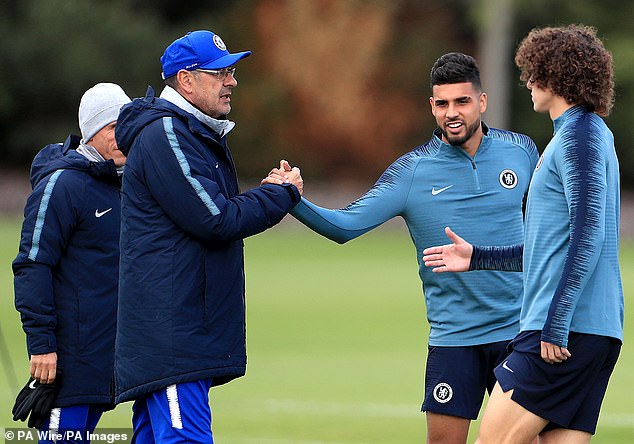 The Chelsea left back (second right), who spent last season on loan at Lyon, worked with Lazio manager Sarri (second left) during the Italian's sole campaign with the Blues in 2018-2019