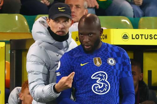 Manager of Chelsea, Thomas Tuchel and Romelu Lukaku