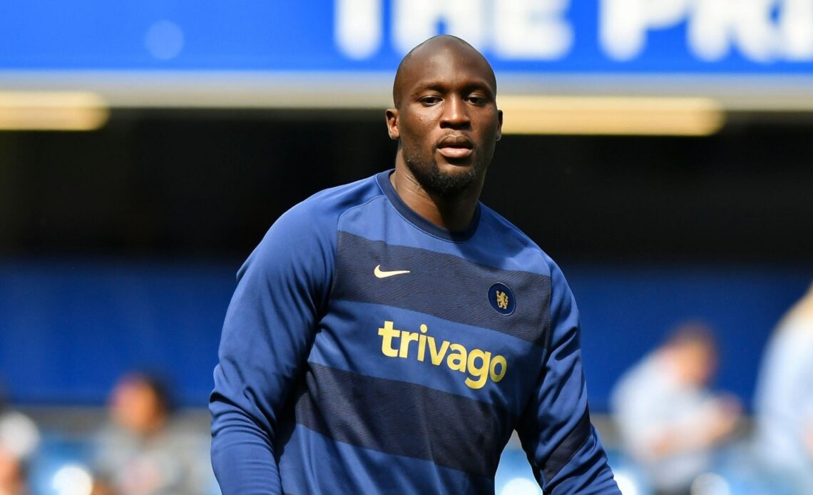 Reported Bayern Munich target Romelu Lukaku during a warm-up