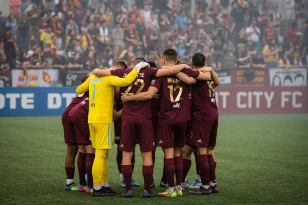 Detroit City FC huddles