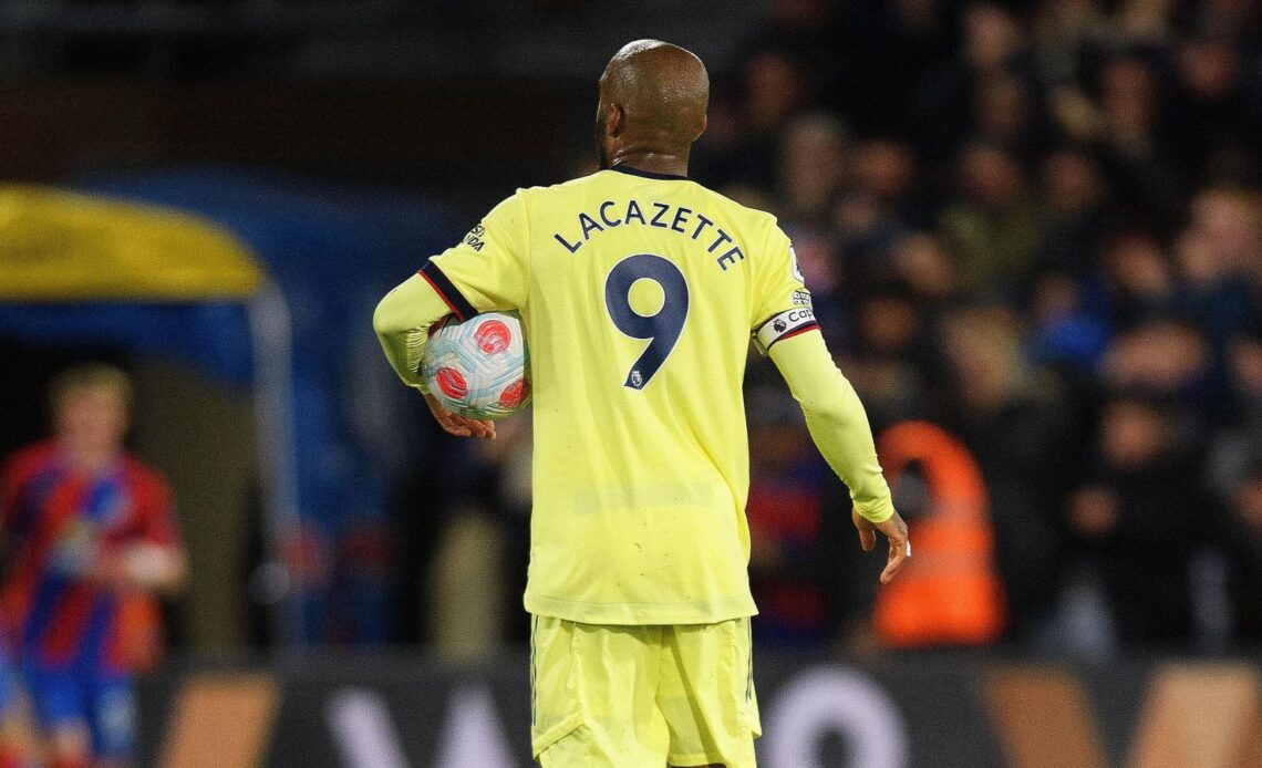 Arsenal striker Alexandre Lacazette walks away