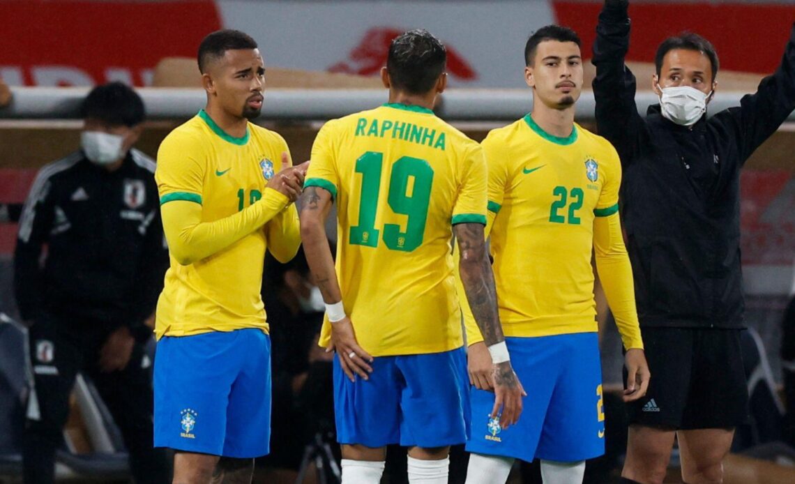 Gabriel Jesus and Raphinha in action for Brazi