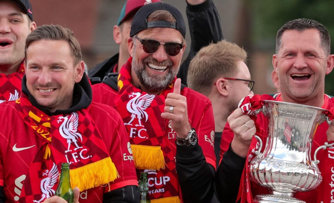 Jurgen Klopp enjoys the Liverpool homecoming parade.