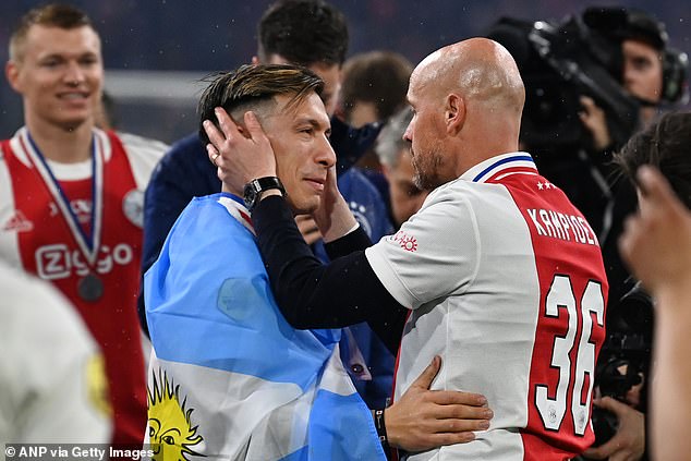 Lisandro Martinez (left) earned Dutch champions Ajax's player of the season award for 2021/22