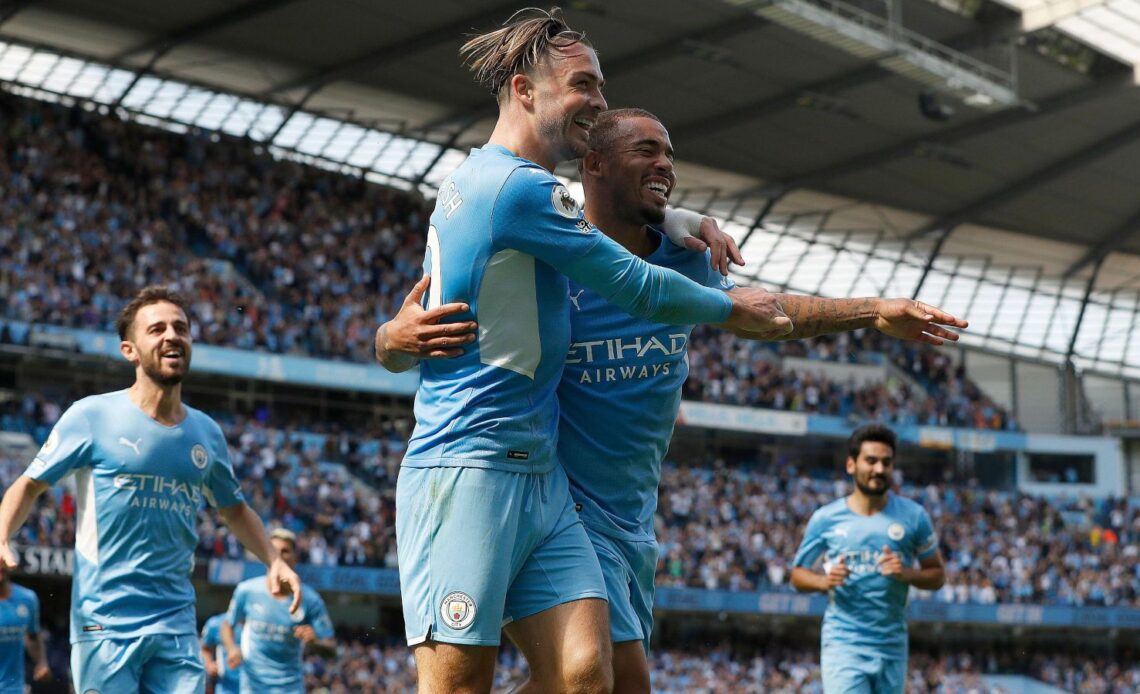 Arsenal target Gabriel Jesus celebrates scoring a goal