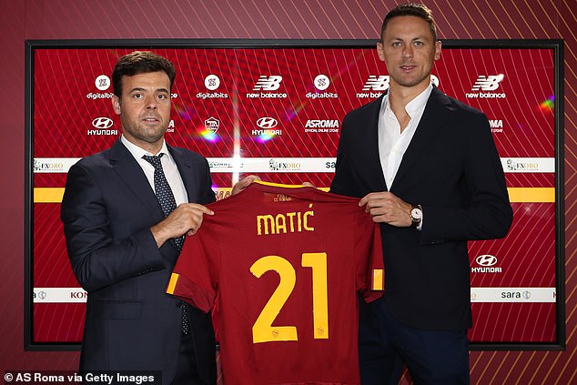 Nemanja Matic (right) completed a free transfer to Roma from Manchester United on Tuesday
