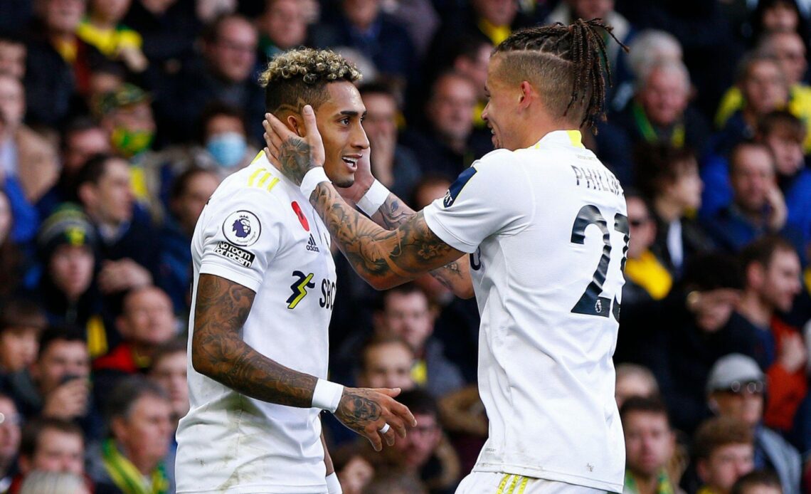 Raphinha and Kalvin Phillips celebrate a goal