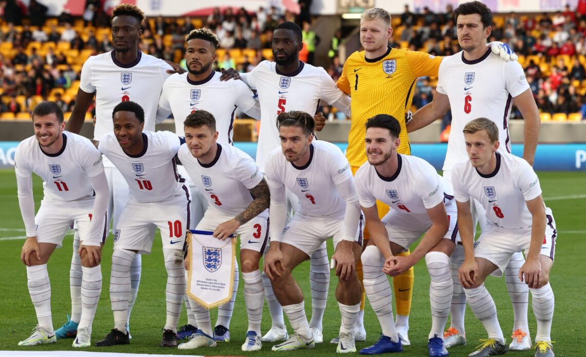 England line up before facing Italy.
