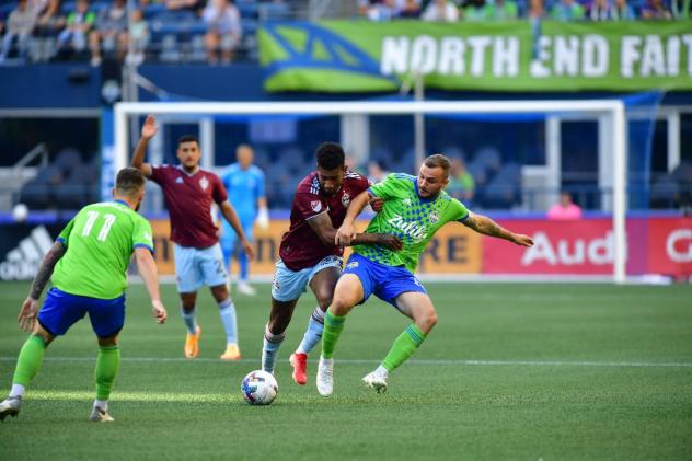Seattle Sounders FC in action against the Colorado Rapids