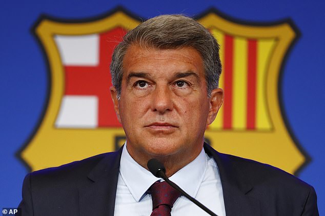 President Joan Laporta (pictured) admitted the club must sell a further chunk of TV rights money and lease their retail arm to sign more players