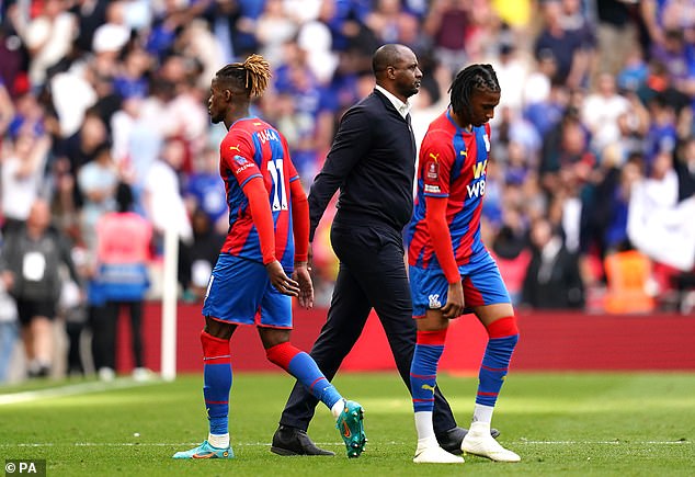 At Palace, wingers Wilfried Zaha (left) and Michael Olise (right) were both left behind in the UK
