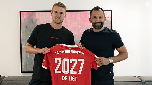 Bayern Munich sporting director Hasan Salihamidzic (R) said the club was delighted to have signed de Ligt