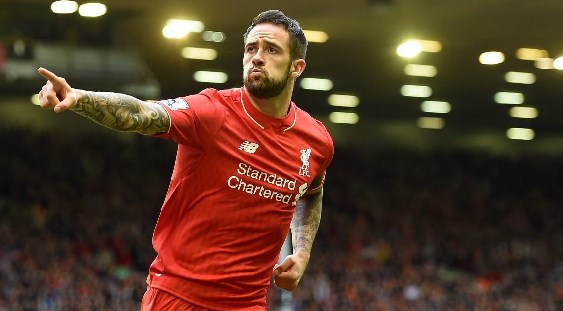 Danny Ings celebrates after scoring for Liverpool. Anfield, September 2015.