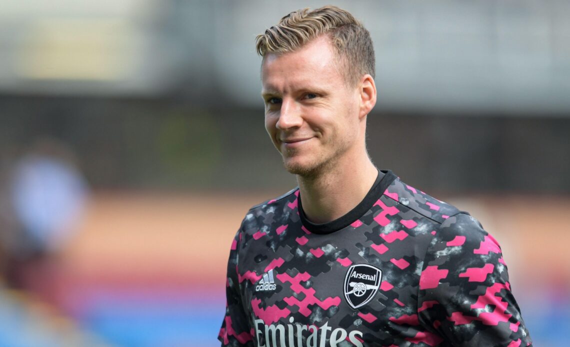 Arsenal goalkeeper Bernd Leno during a warm-up