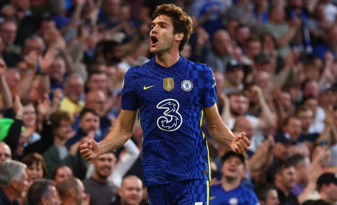 Barcelona target Marcos Alonso celebrates his goal