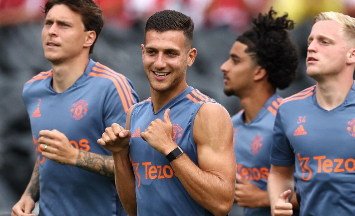 Diogo Dalot during a training session